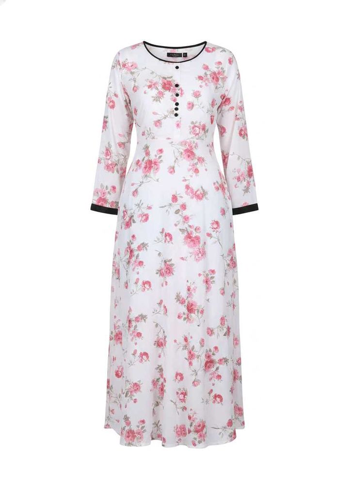 Floral Print Long Sleeve Kurta