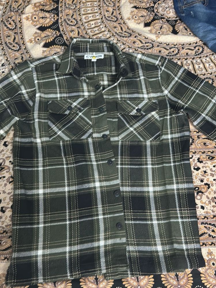 Green Plaid Flannel Shirt