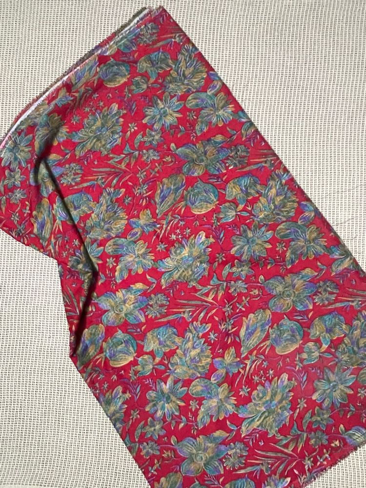 5 Metres Red Floral Fabric