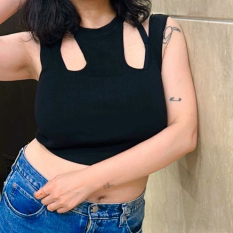 Black Cutout Tank Top