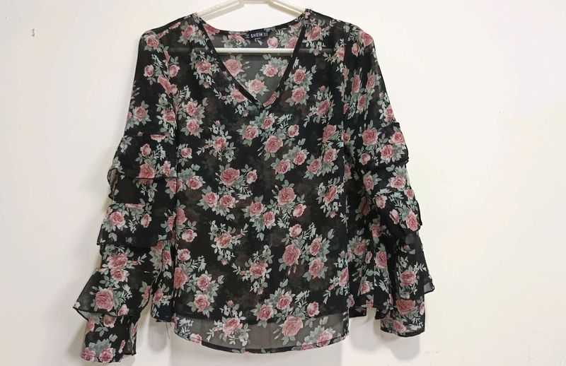 Floral Mesh Top