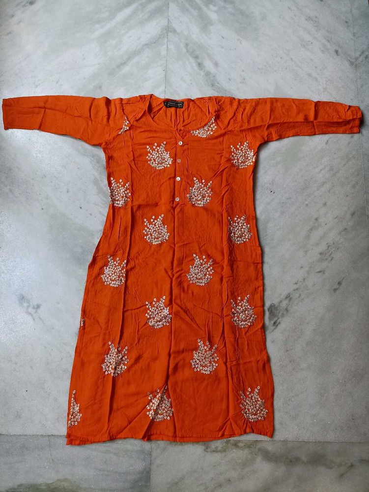 Combo of Two Orange Embroidered Kurta
