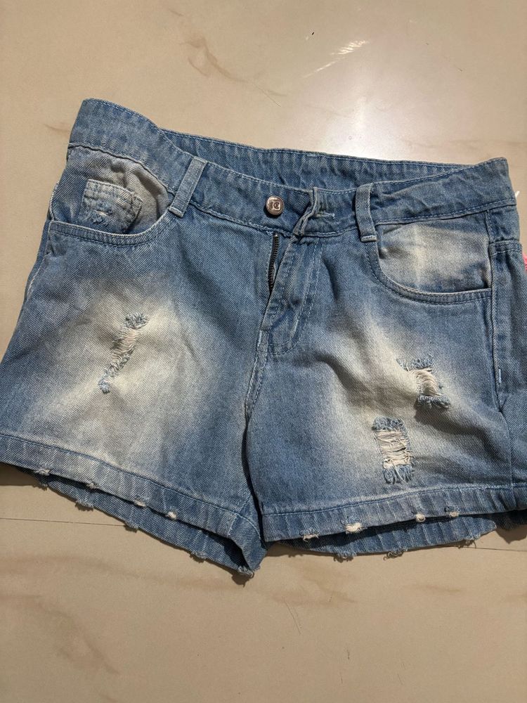 Distressed Denim Shorts