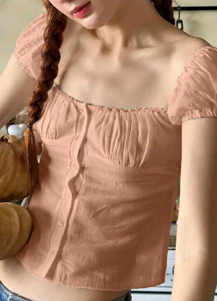 Peach Puff Sleeve Top