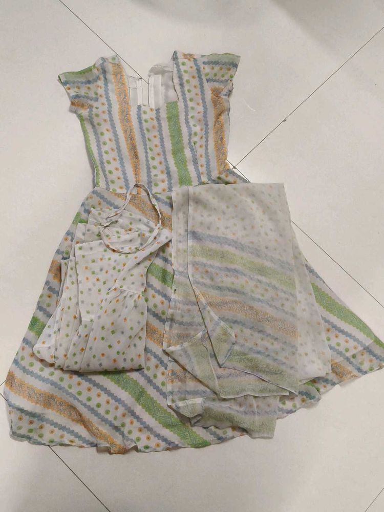Off-White Kurta Set with Zipper Detail