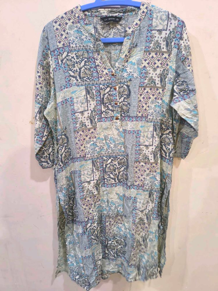 Blue patchwork Kurta with golden detailing