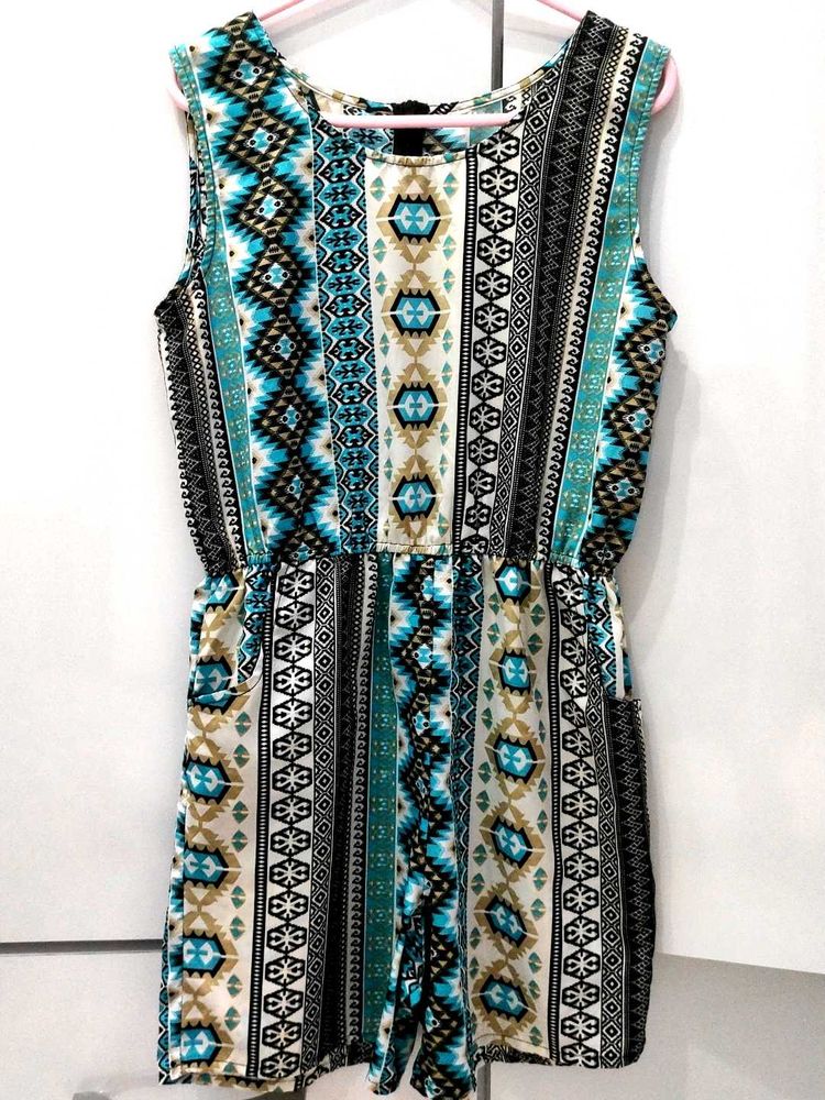 Patterned Sleeveless Jumpsuit