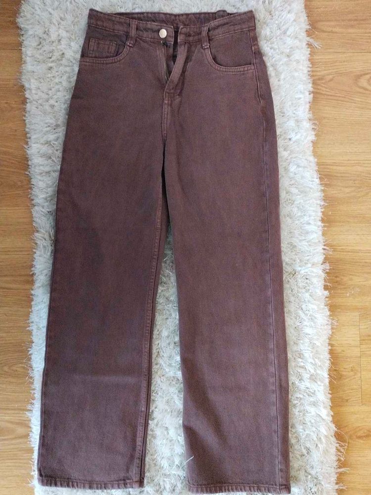 Brown Wide Leg Baggy Vintage Pants For Women