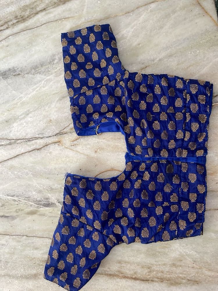 Blue Brocade Blouse