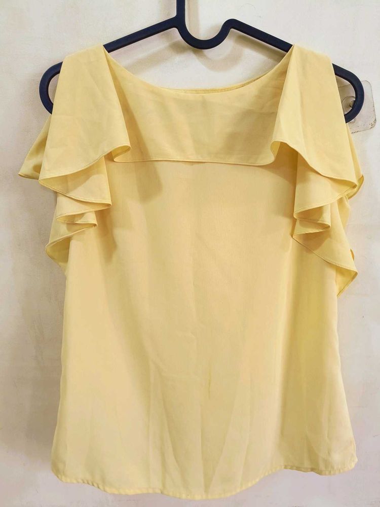 Yellow Ruffle Sleeve Top