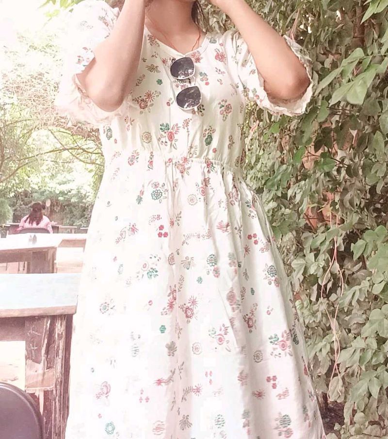 White A- Line Top , Ruffle Sleeves