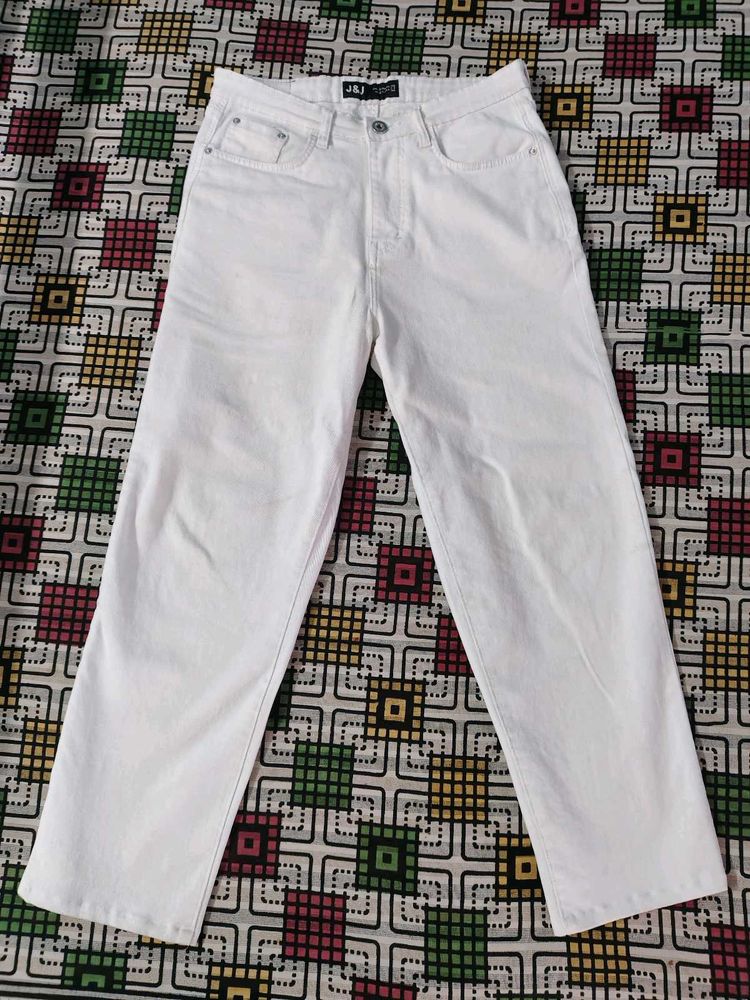 White Straight Fit Jeans