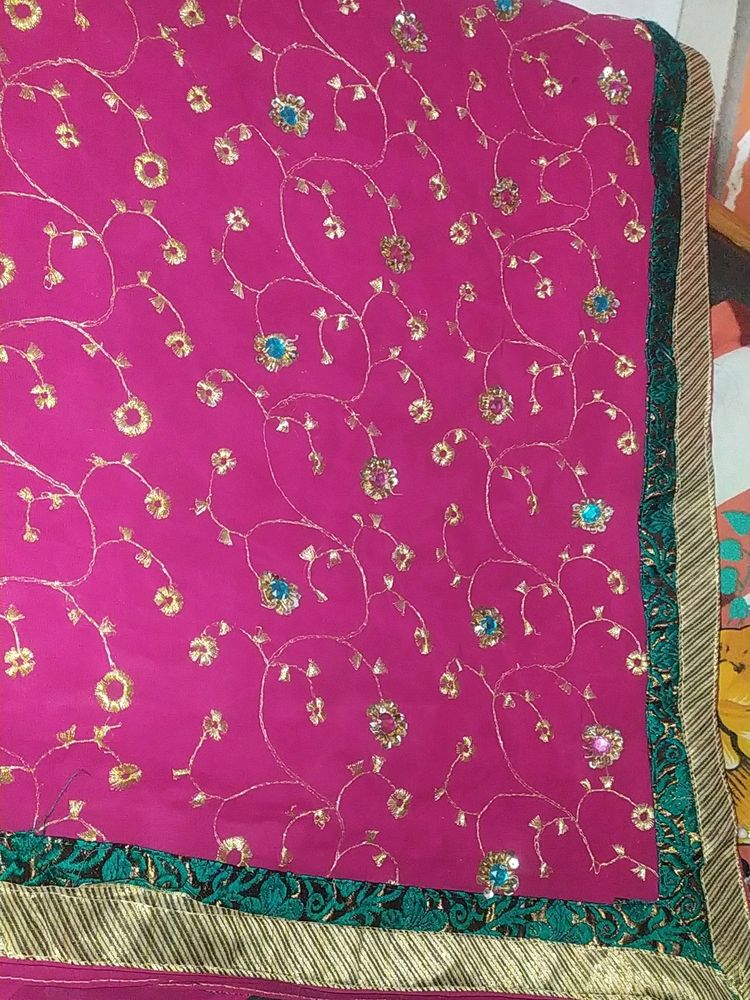 Pink Embroidered Saree.