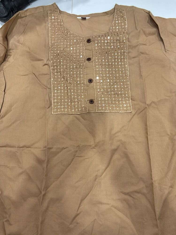 Embellished Brown Button-Up Top