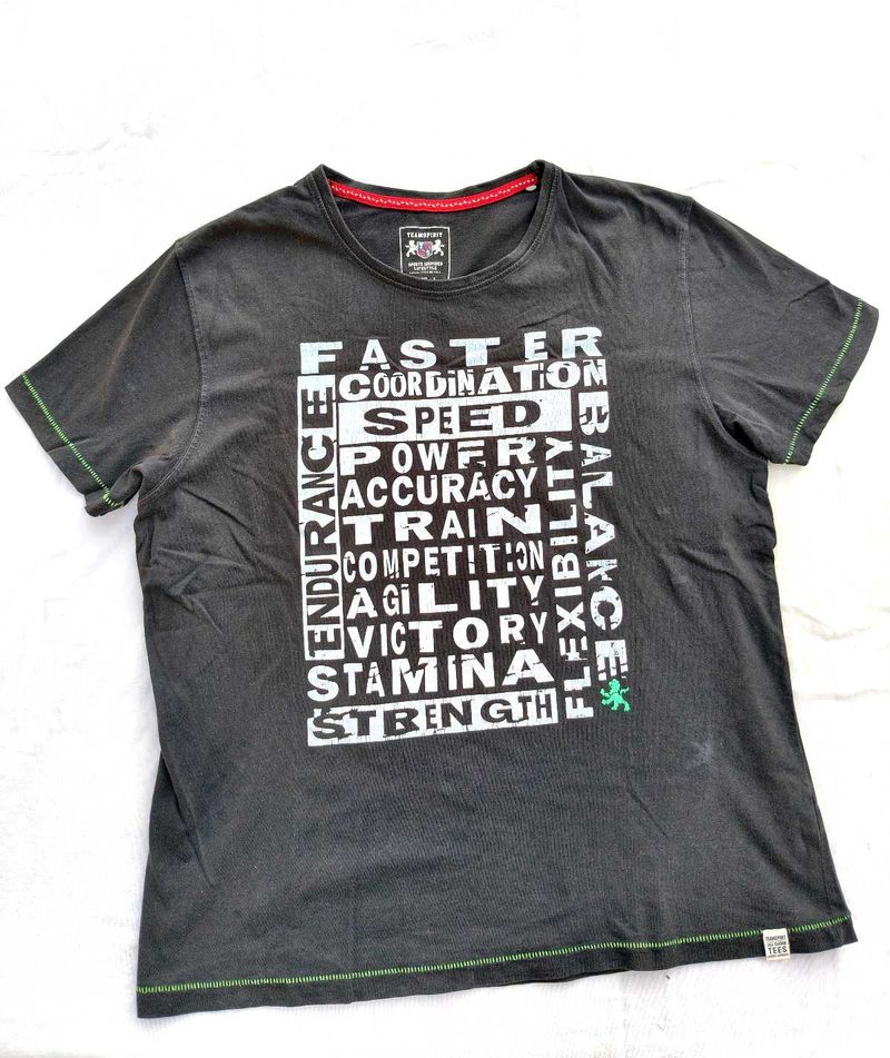 Teamspirit Black Printed Tee