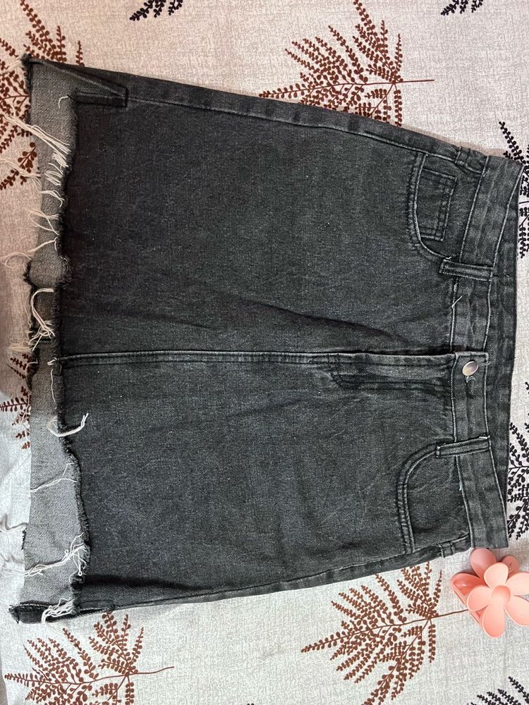 Black Denim Skirt