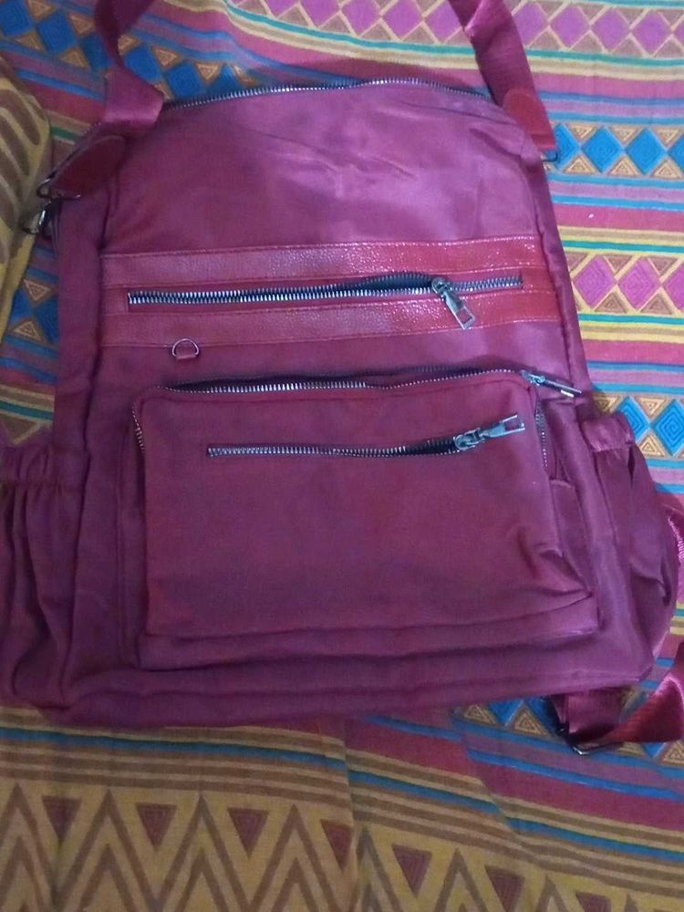 Maroon Crossbody Bag with Pockets