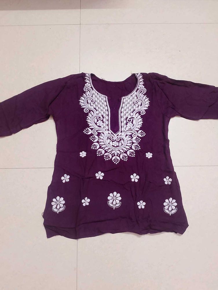 Purple Embroidered Kurta