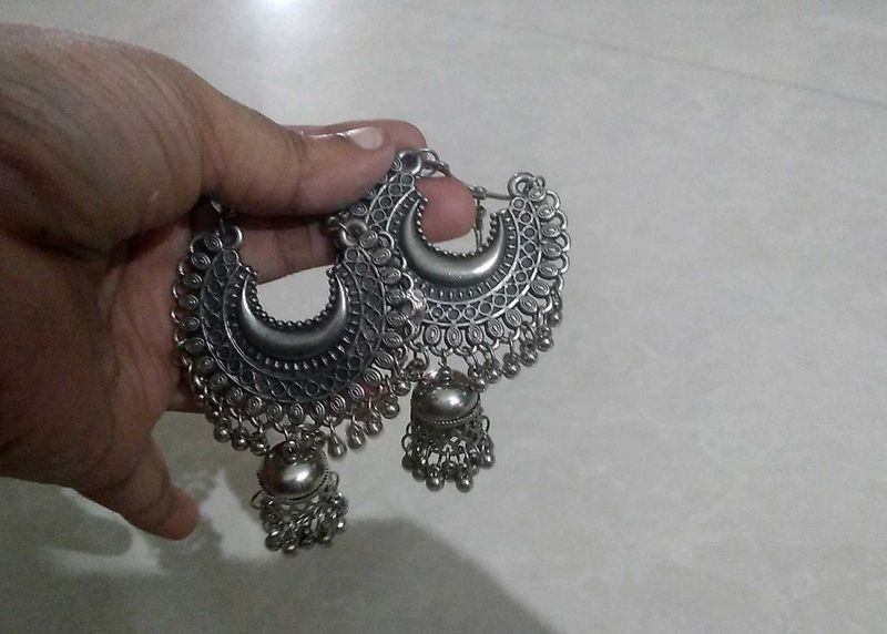Oxidised Jhumka Earrings