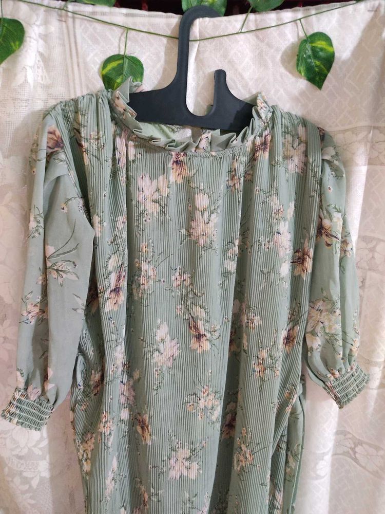 Floral ,Pista Green Clr ,Dress🌸