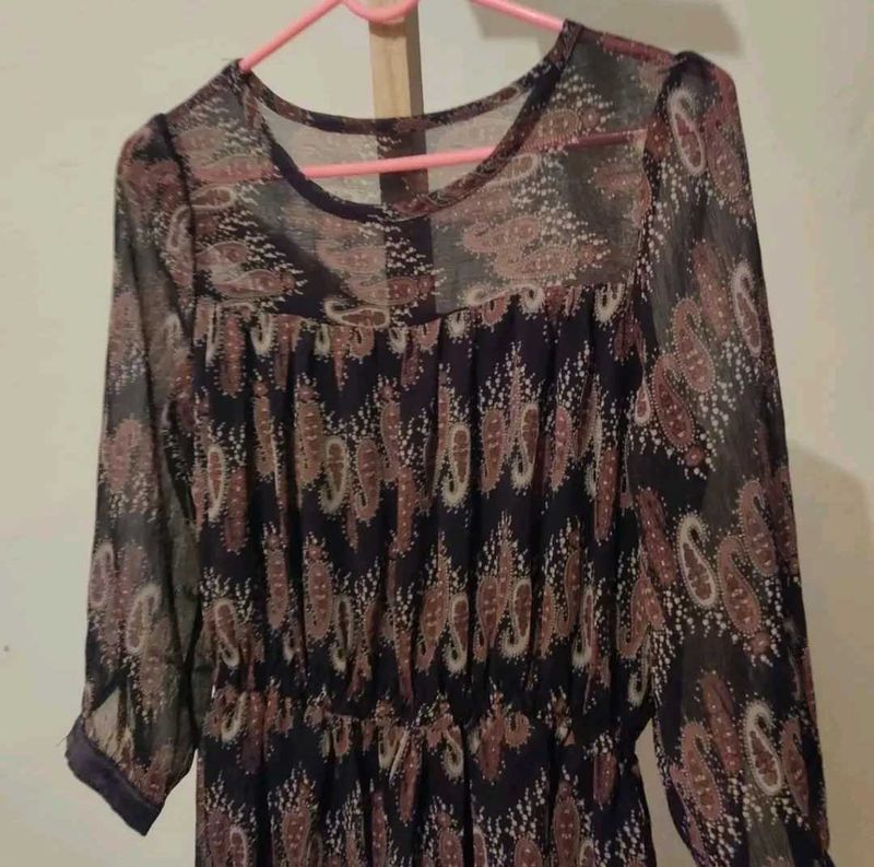 Paisley Print Sheer Dress