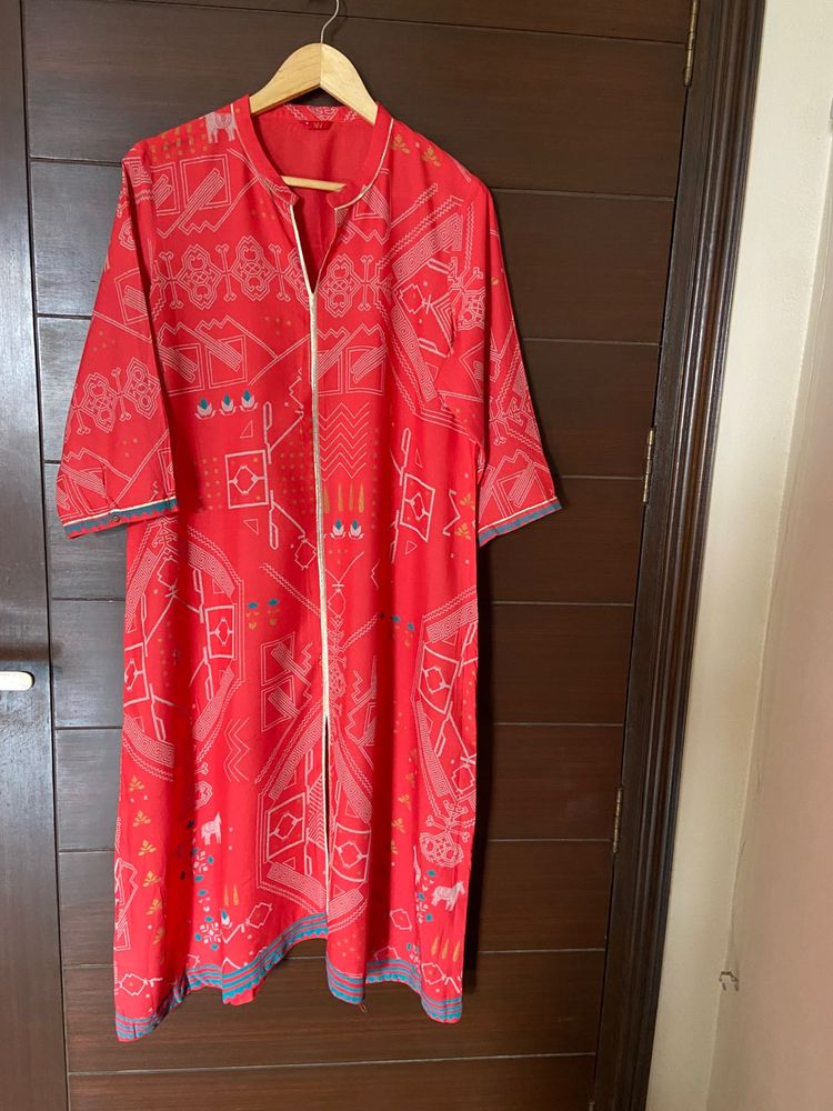 Coral Red Printed Kurta from (W)18 (xxxl)