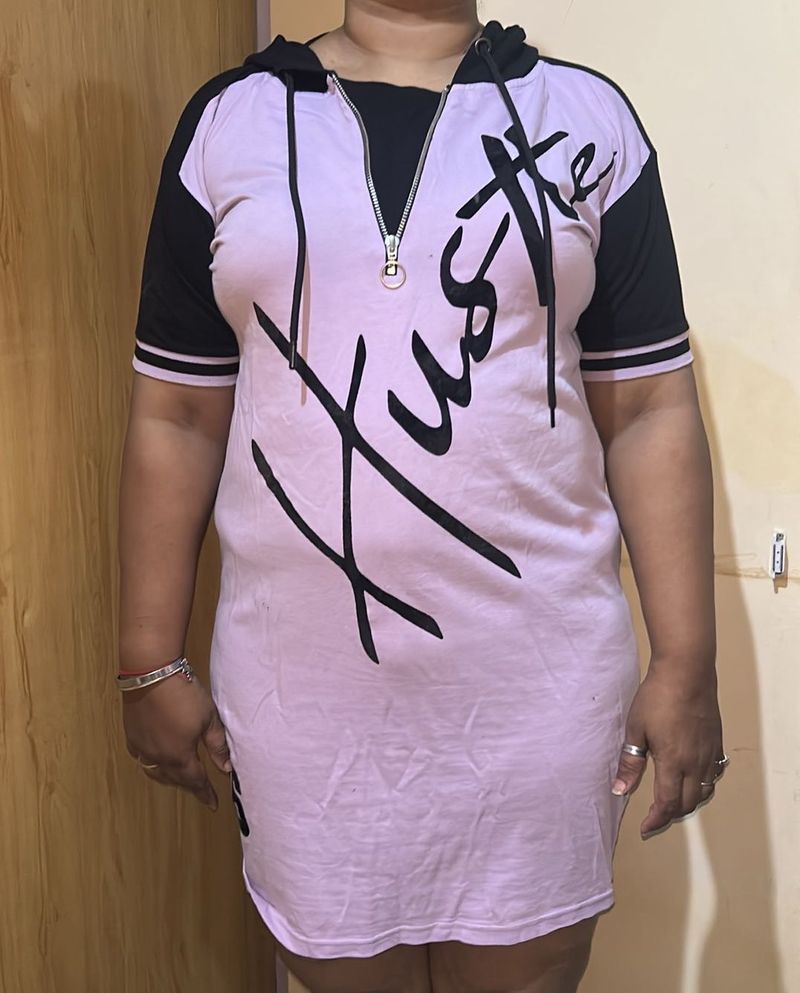 Hustle Print Hoodie Dress