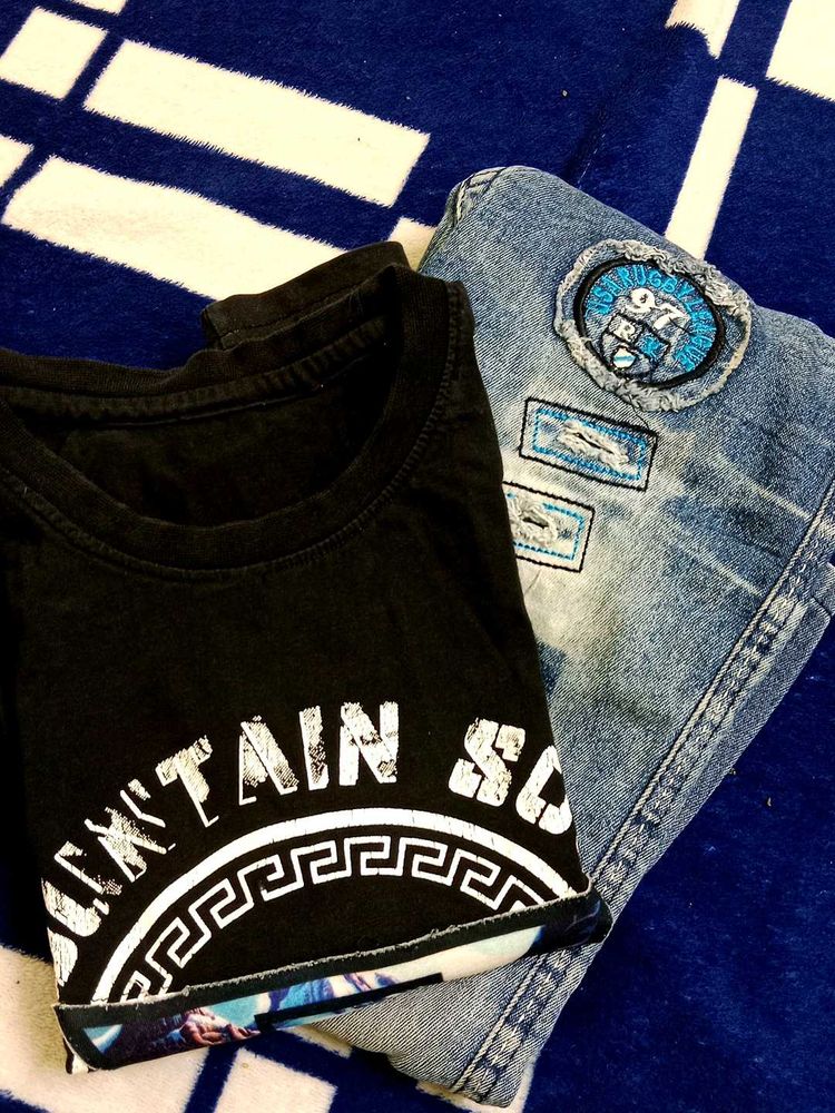 kids jeans tshirt set