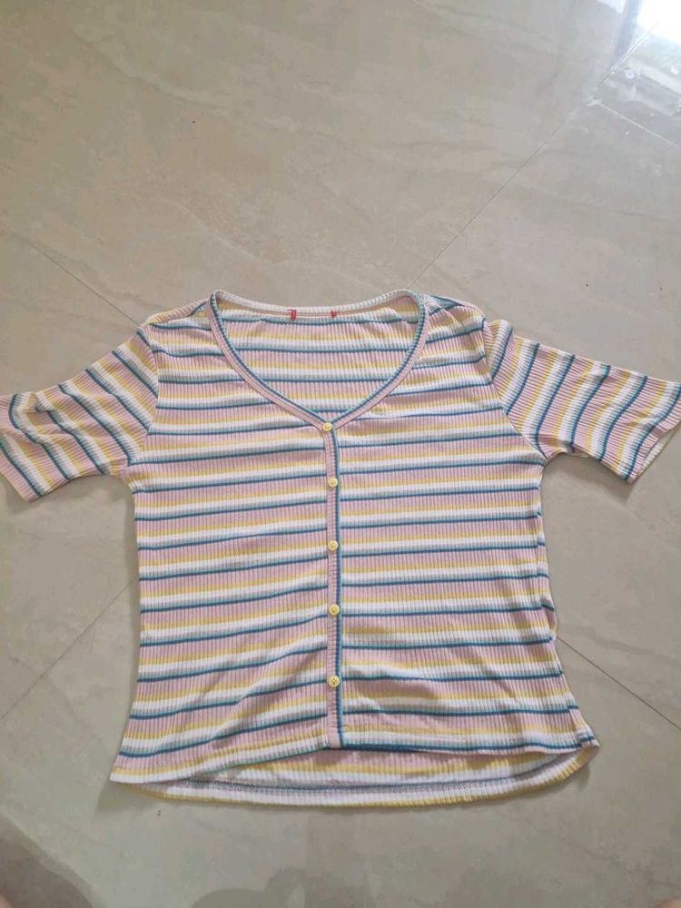 Multicolor Ribbed Top
