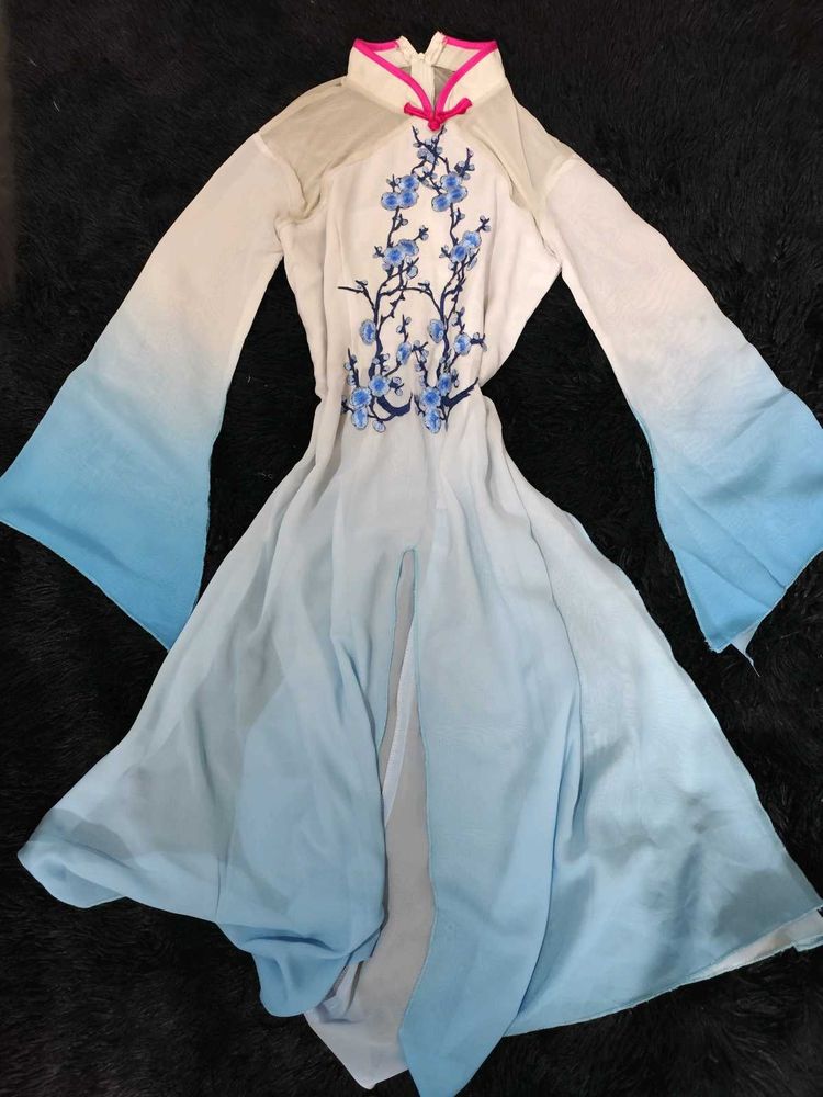 Ethereal Chinese White Folk Dance Dress