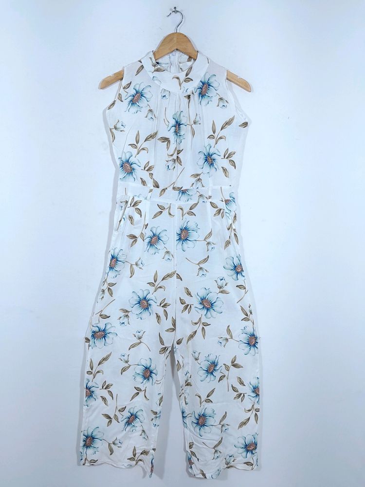 Fam Glam White with Floral Print  Jumpsuits(Women&#39;s)