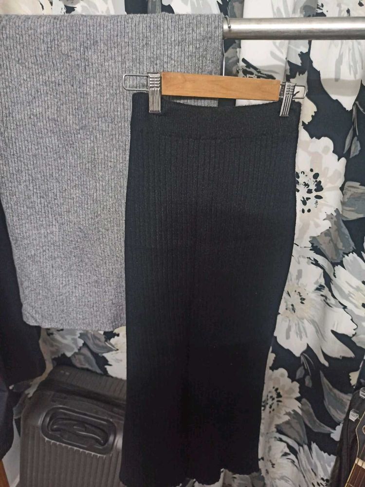 Set Of 2 - Black &amp; Grey Skirts Woollen