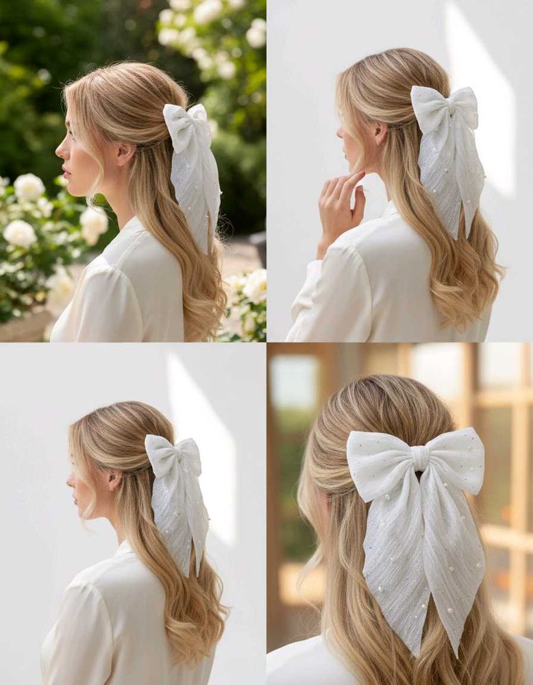 Chic White Bow Hair Accessory