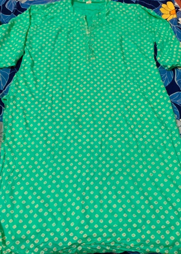 Sea Green Printed Kurta