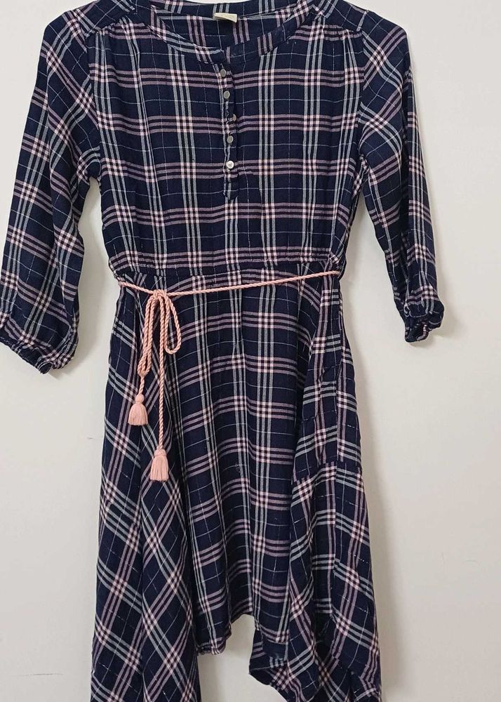 Plaid Dress with Belt