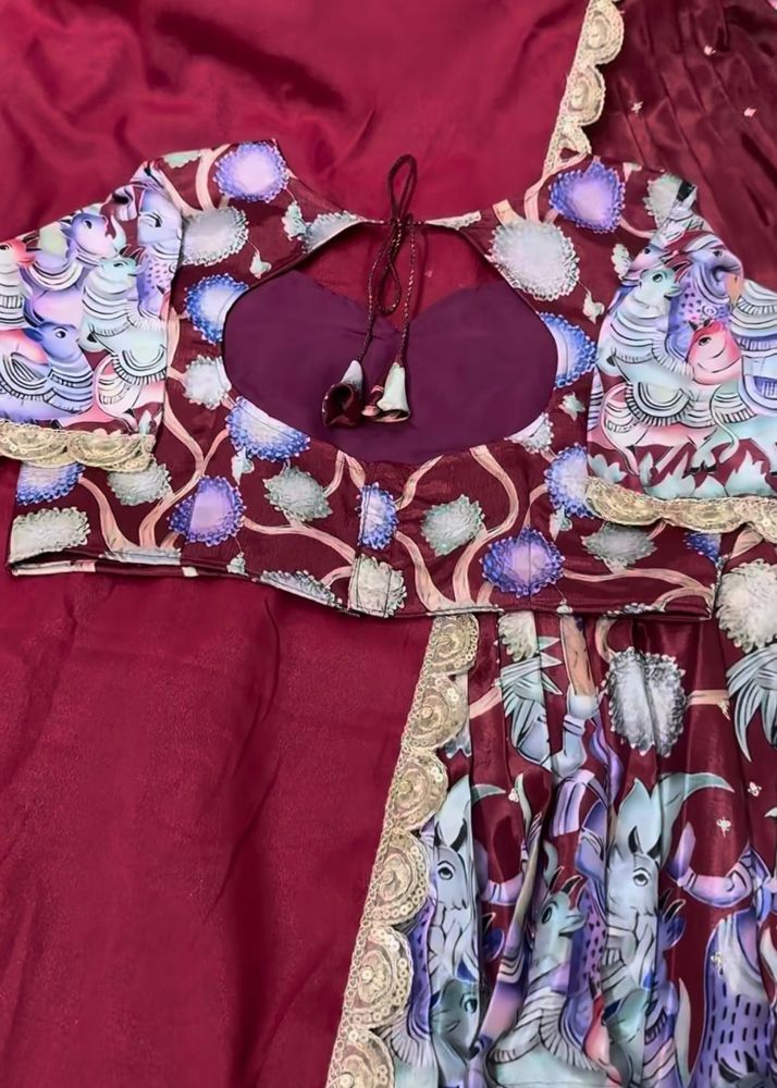 Maroon Printed Lehenga Choli
