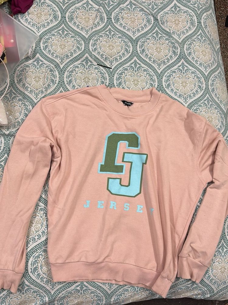 Cute Pink &#34;Jersey&#34; Sweatshirt