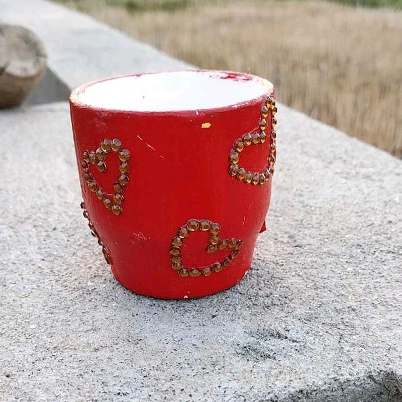 Red Stone-Embellished Planter