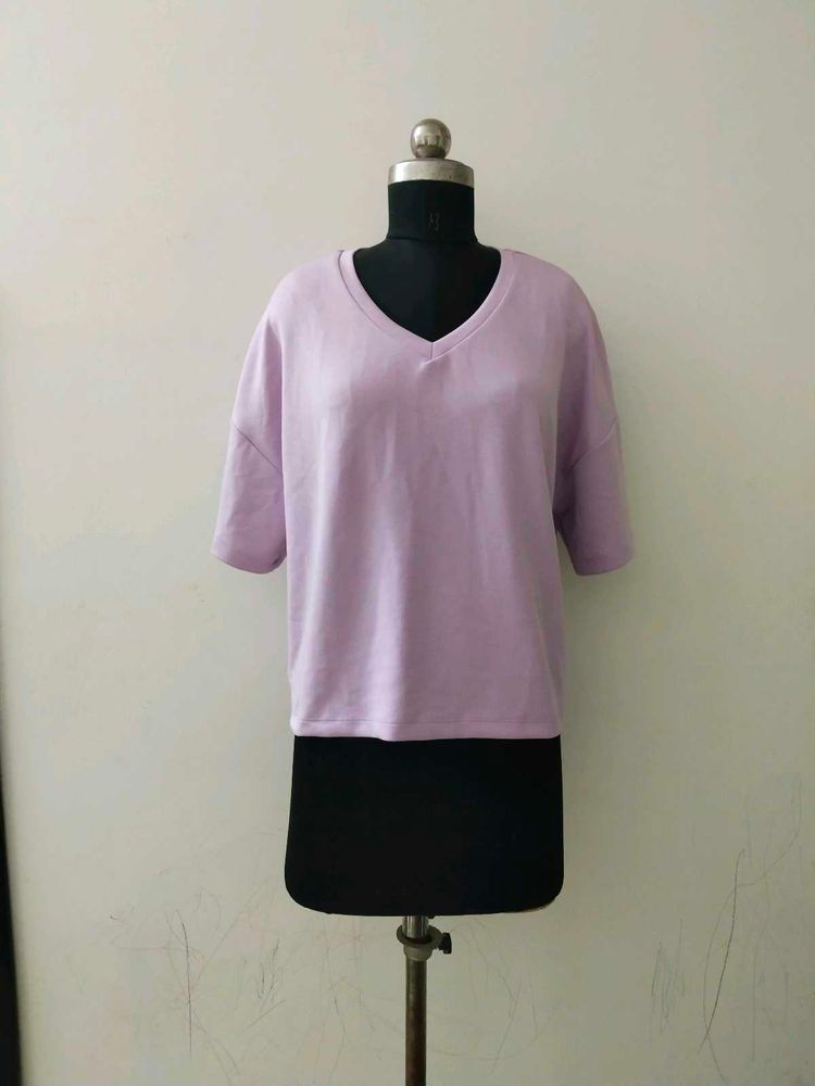 zudio plus size Cute Lilac V-Neck Top