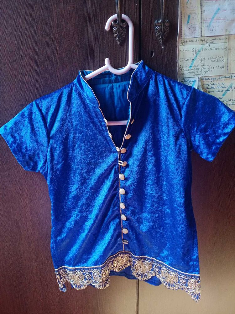 Gorgeous Blue Pure Velvet Desi Top