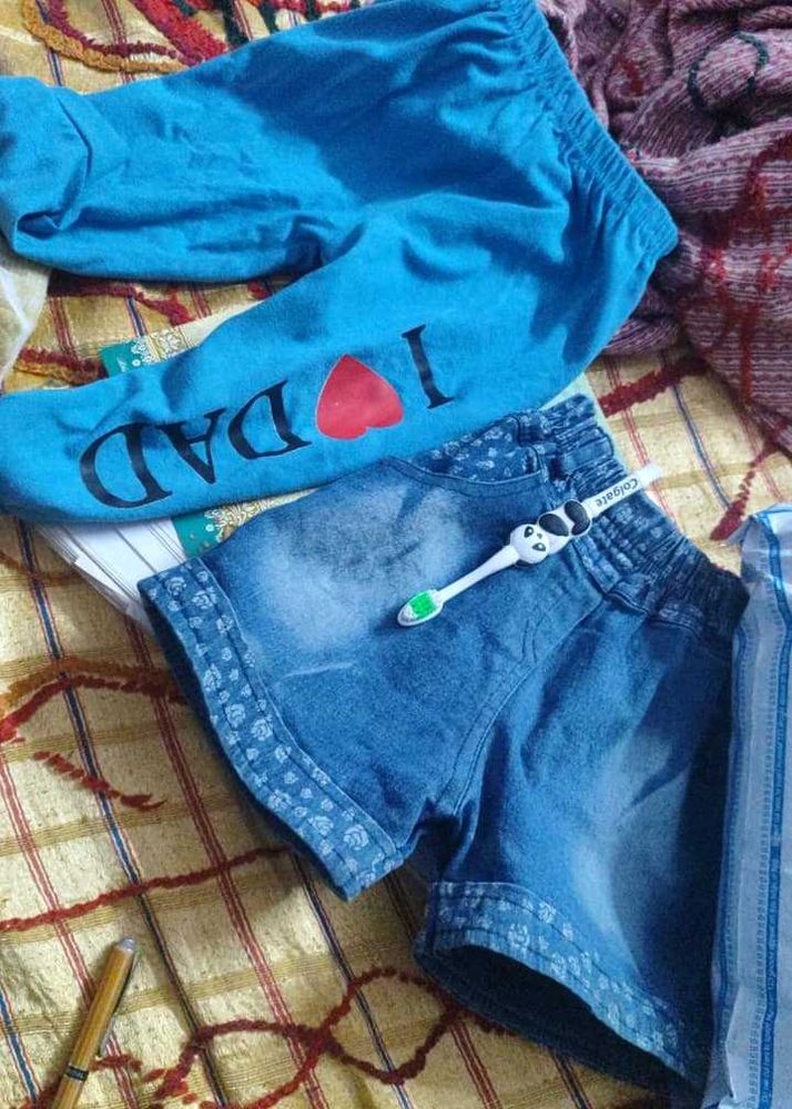 Kids Blue Shorts &amp; &#39;I &lt;3 Dad&#39; Pants Set