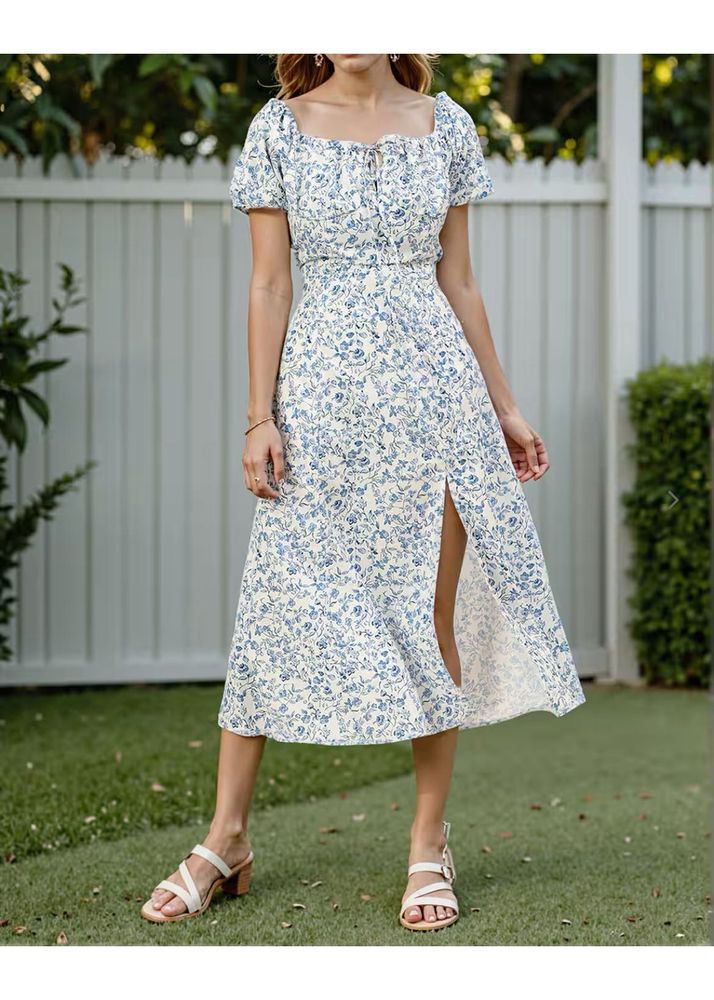 Floral Midi Dress with Slit