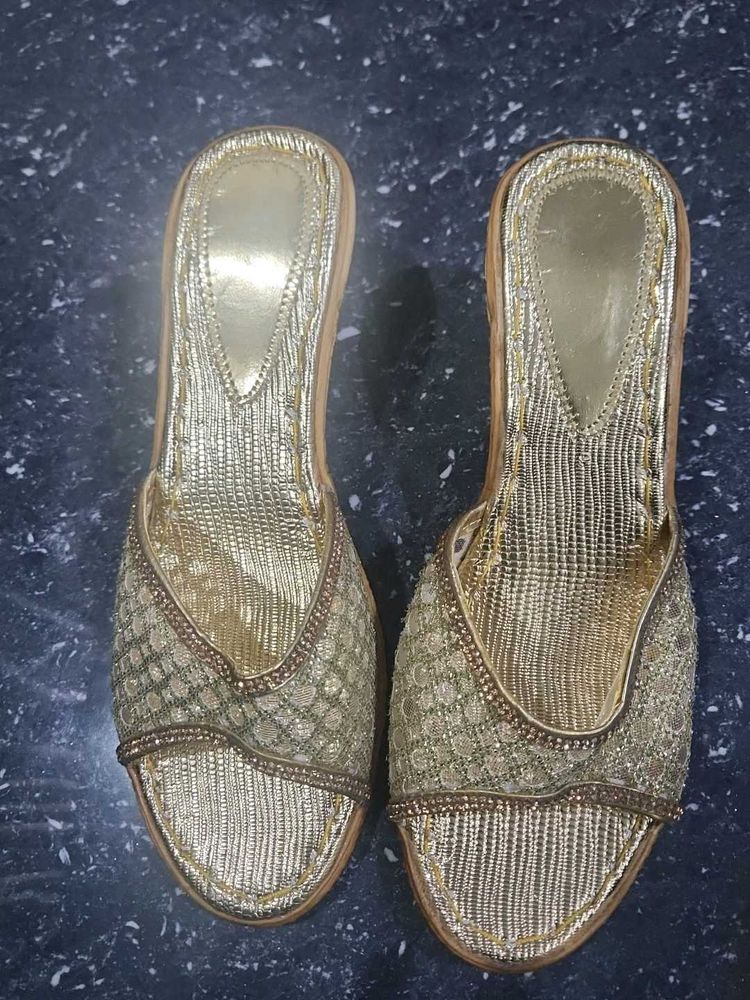 Gold Embellished Indian Slippers