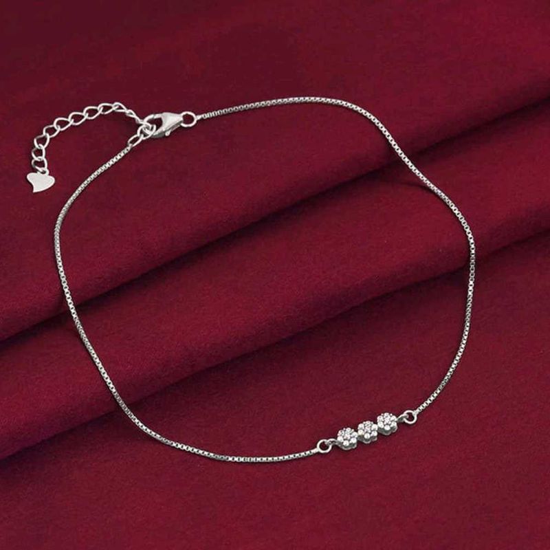 Silver Triple Flora Anklet(1 piece)