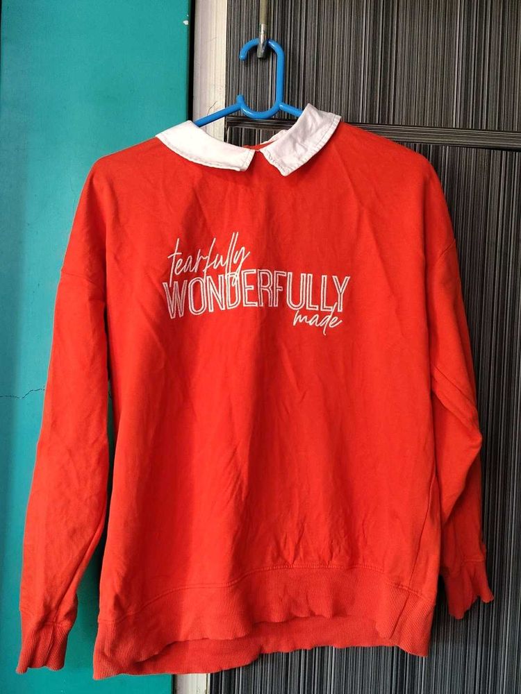 Orange Graphic Print Sweatshirt