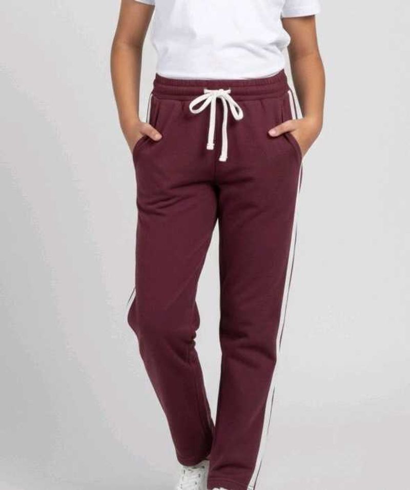 Maroon Joggers with White Stripe