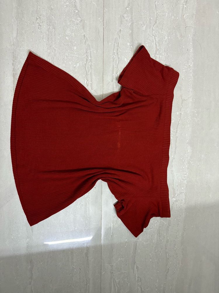 off shoulder rust top