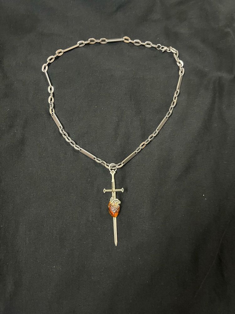 Sword Heart Silver Chain