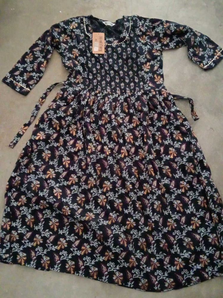 Floral Print Tie Waist Midi Dress