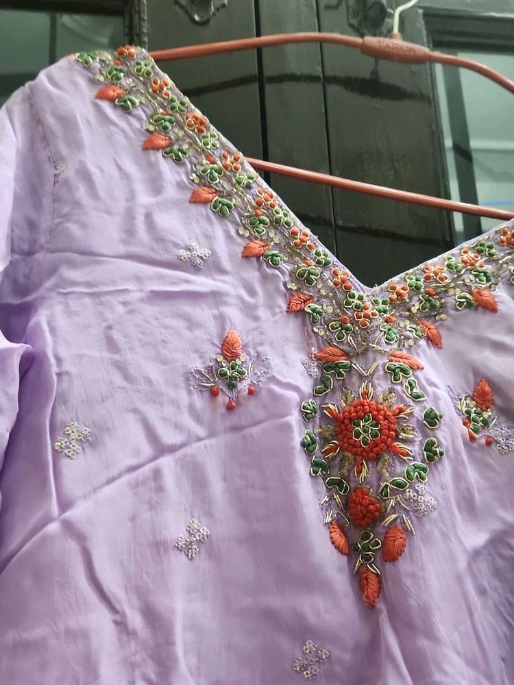 Lavender Embroidered Kurti